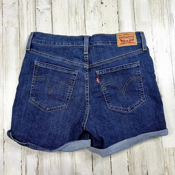 Levi's Women's Distressed Denim Mid-Length‎ Shorts Size 29 Blue Casual Summer - Picture 4 of 4